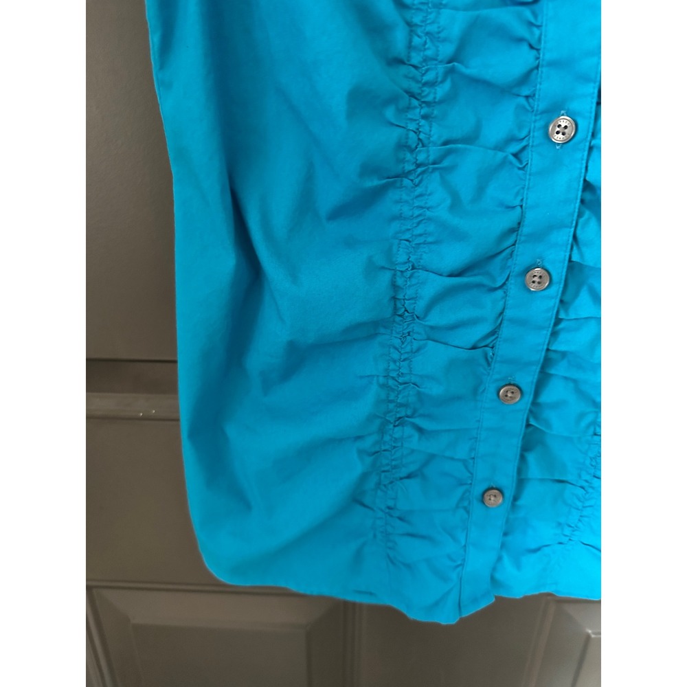 Express Studio Womens Turquoise Blue Ruffle Front‎ Sleeveless Blouse Size M - Picture 6 of 9